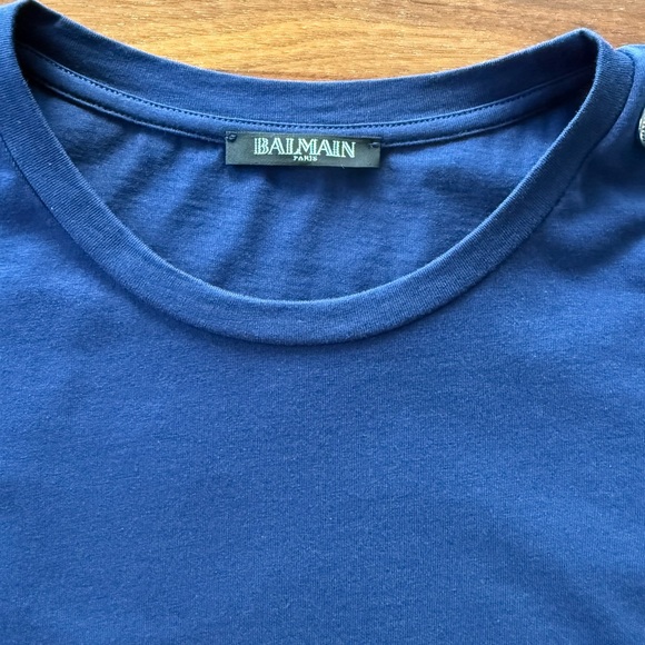 Balmain Silver Logo Button Navy Women’s Top - Picture 6 of 8